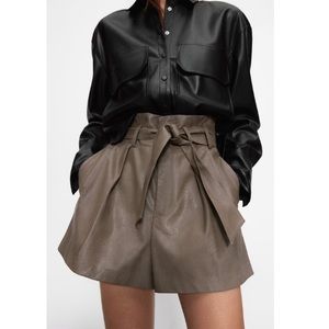 Zara High Waisted Faux Leather Shorts